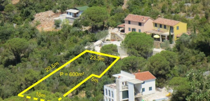 Zemljište na Luštici 600m2, iznad Mirišta , Herceg Novi